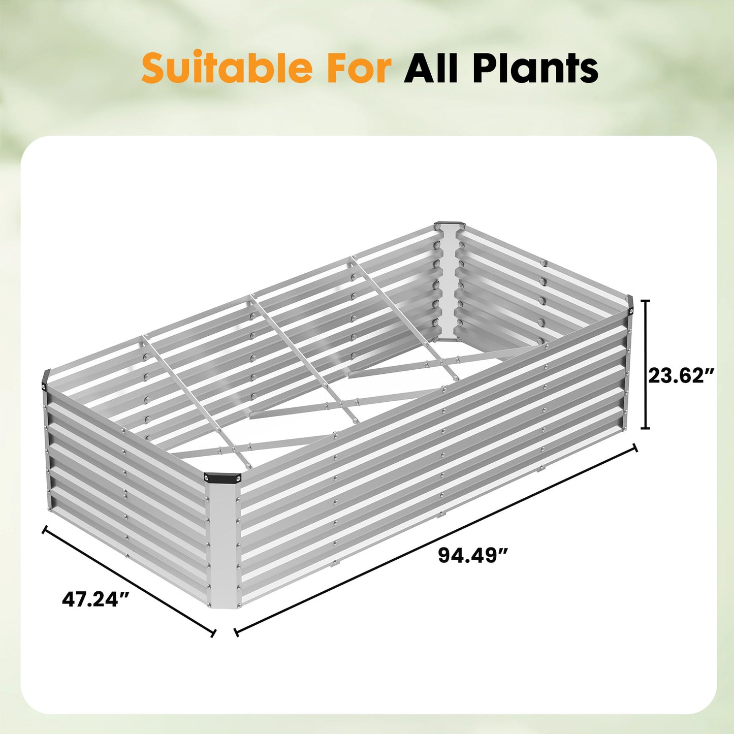 Galvanized Raised Garden Bed, Easy-to-assemble Outdoor Metal Planting Box, Rust-resistant Steel Vegetable, Flower And Herb Planting Bed