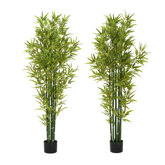 72 Artificial Bamboo With Black Plastic Pot, Set Of 2