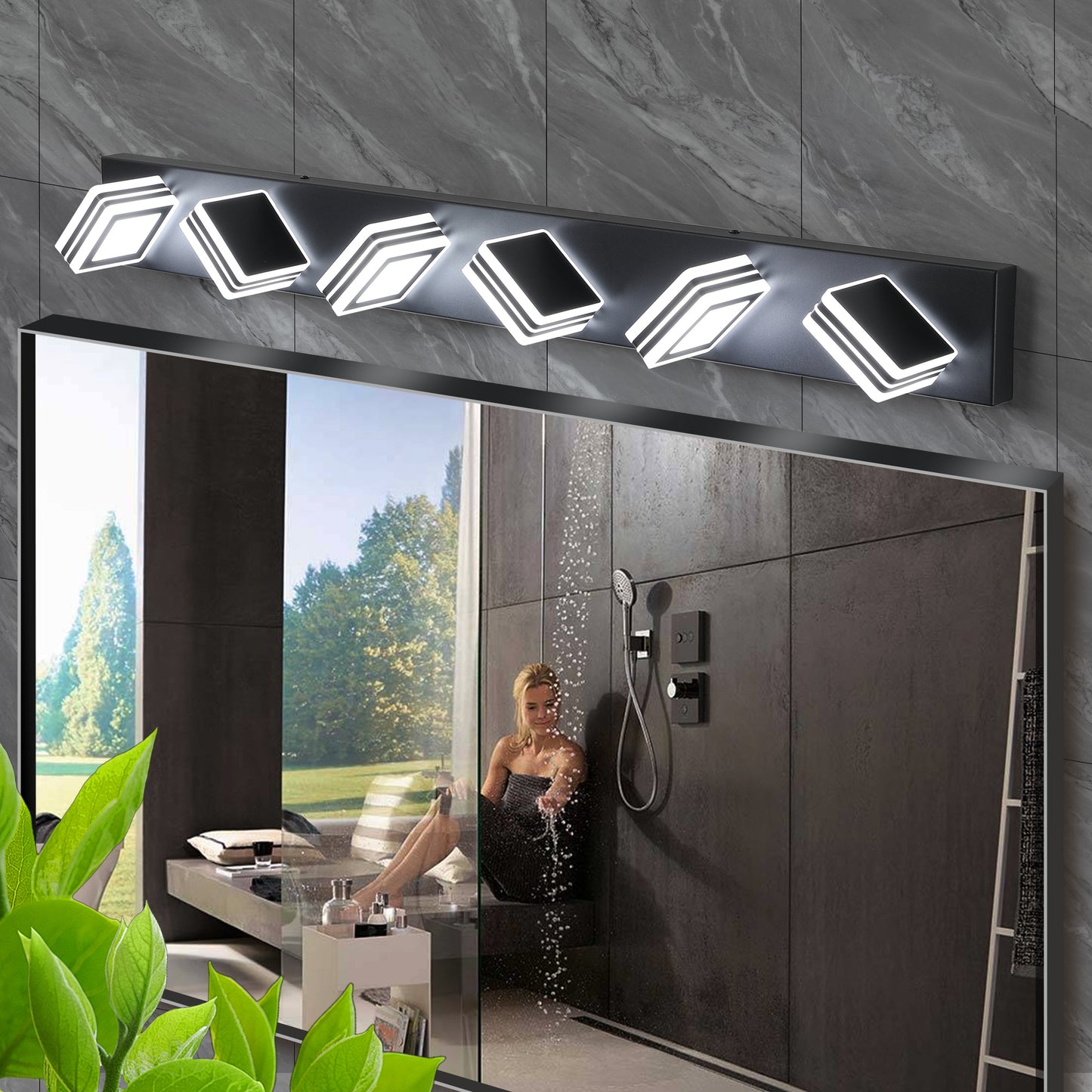 40  Modern 6-Light LED Vanity Light - Sleek Bathroom Wall Fixture, Iron & Acrylic, Dimmable & Energy-Efficient, Ideal For Mirror Lighting