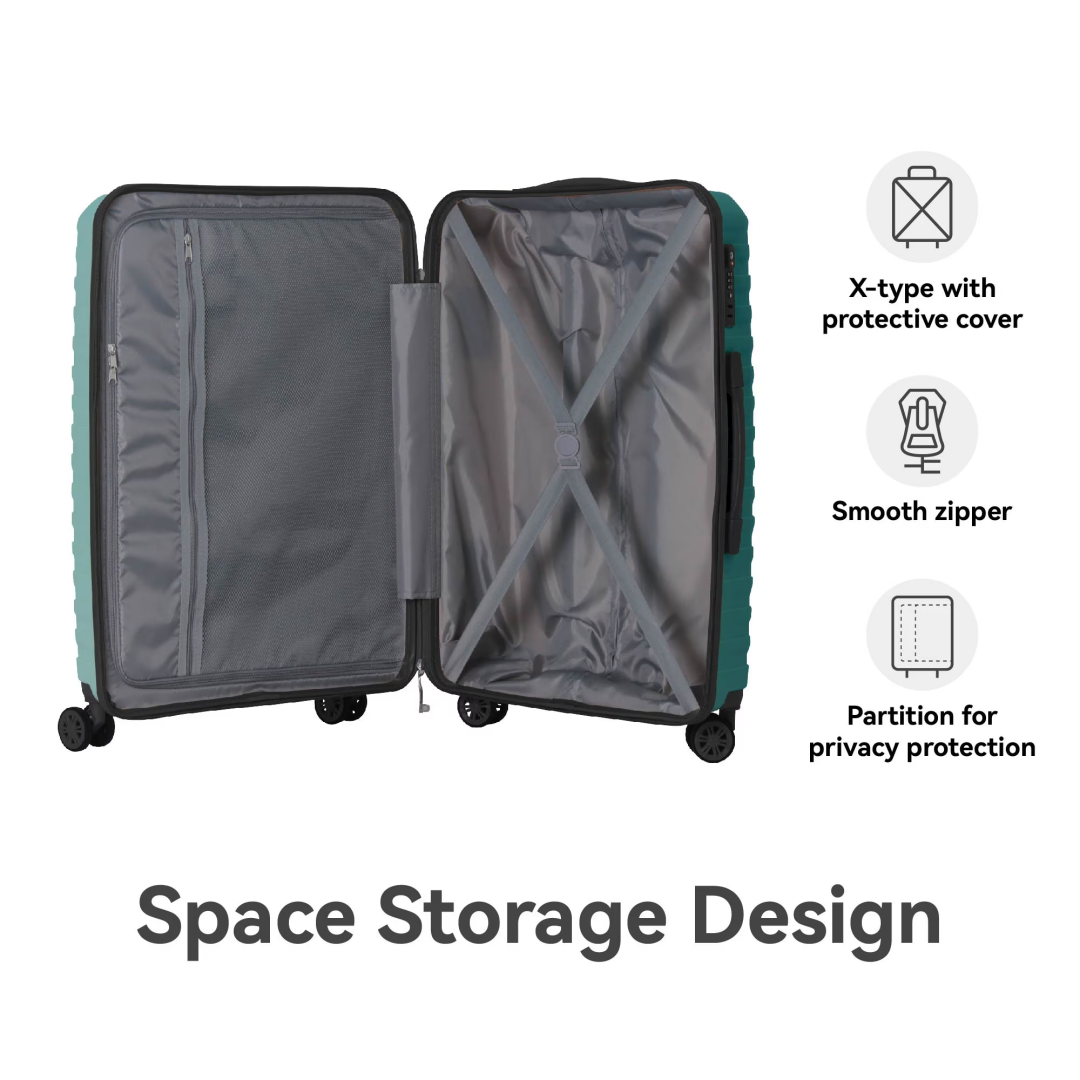3-Piece Luggage Sets 20, 24, 28, Suitcase With Wheels, Hardside Suitcase With Four Spinner Wheels And Scratch-Resistant Surface, SkyBlue