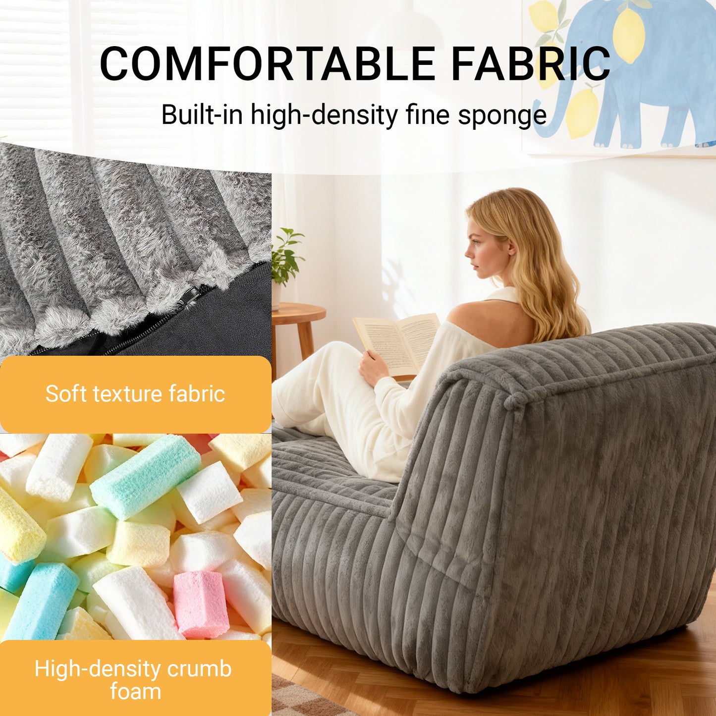 ZDFK-QIANHUI Modular Floor Chaise Lounge - Convertible Sofa Bed For Multi-Scene Relaxation