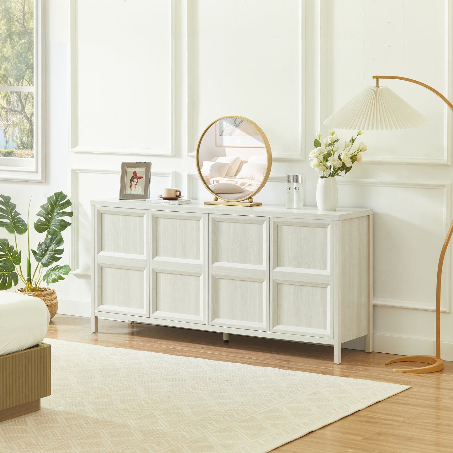 67  Modern Sideboard Storage Cabinet With Tip-on Opening, Soft-close Hinges, And Tilt-proof Wall Mount, Bedroom Dresser.Light Grey.