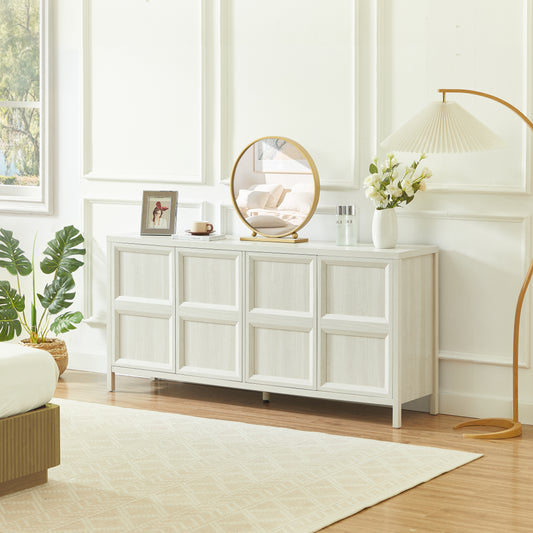 67  Modern Sideboard Storage Cabinet With Tip-on Opening, Soft-close Hinges, And Tilt-proof Wall Mount, Bedroom Dresser.Light Grey.