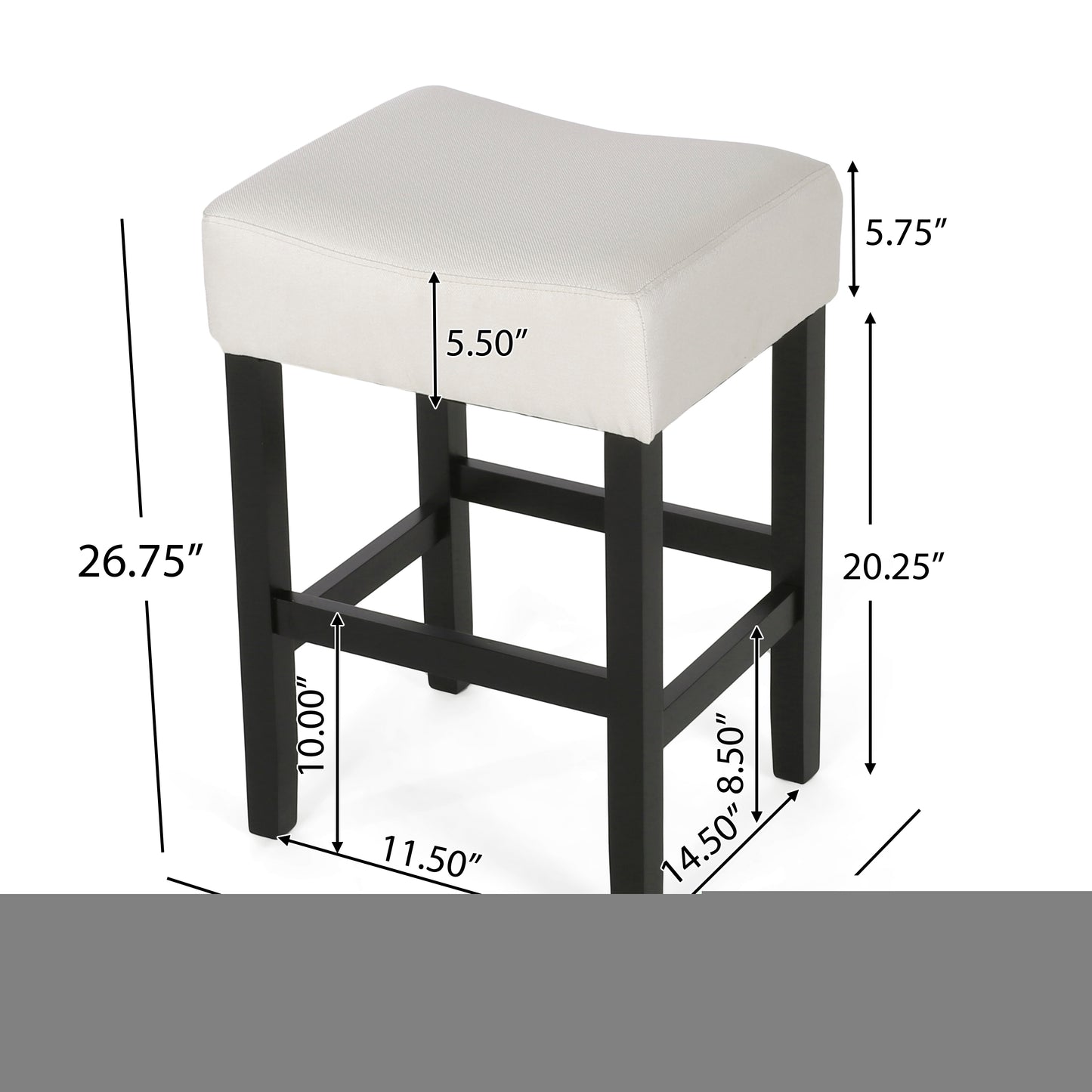 Set Of 2, 26.75 Backless Fabric Counter Height Barstool,  Beige