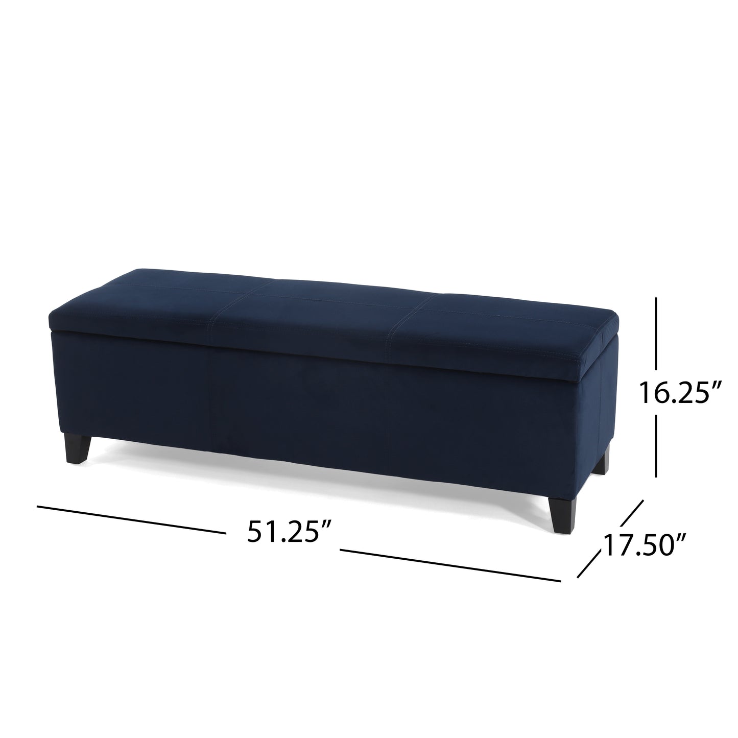 Indoor Dark Blue Storage Ottoman Bench - 51.25  L Upholstered Entryway Bench With Hidden Storage, 300lbs Weight Capacity For Living Room, Bedroom & Hallway