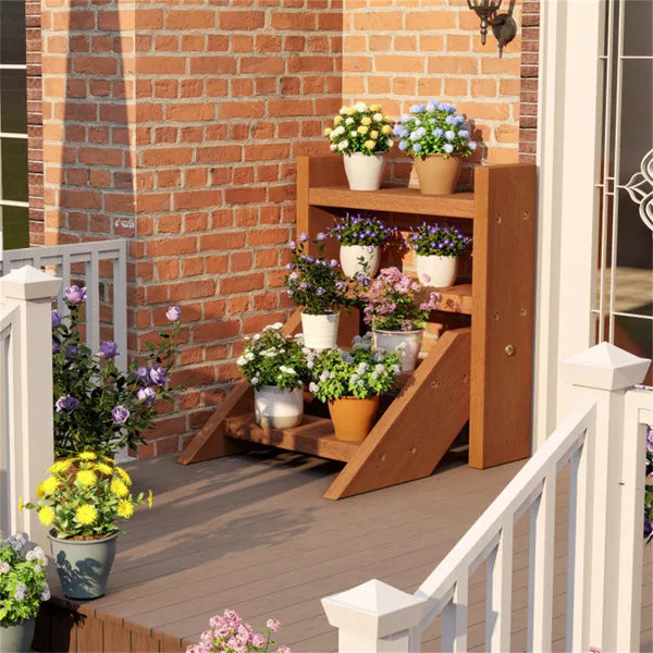Compact Easy-Assemble Wooden Plant Stand, Succulent Seedling Pot Rack For Window Balcony Desktop