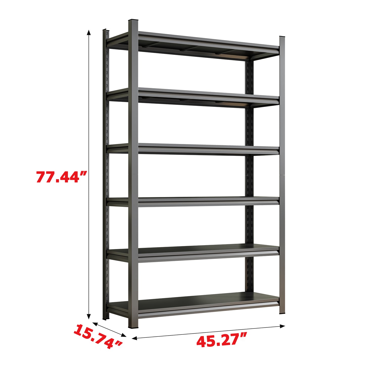Garage Storage Rack, 6-Story Metal Shelves, Adjustable Partition Storage Unit, Supermarket, Home, Garage, Basement Storage Rack, Black, Requires Assembly