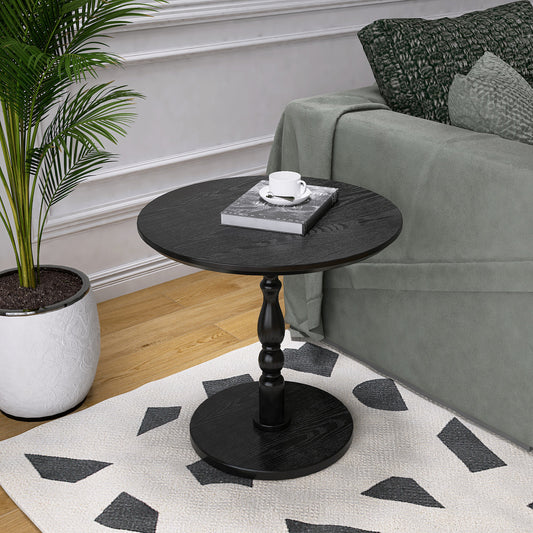 23  Black Accent Round Table, Round Side Table, Small Table For Small Spaces, Modern Accent Nightstand With Solid Wood Leg For Living Room, Bedroom, Corners, And Office  Black