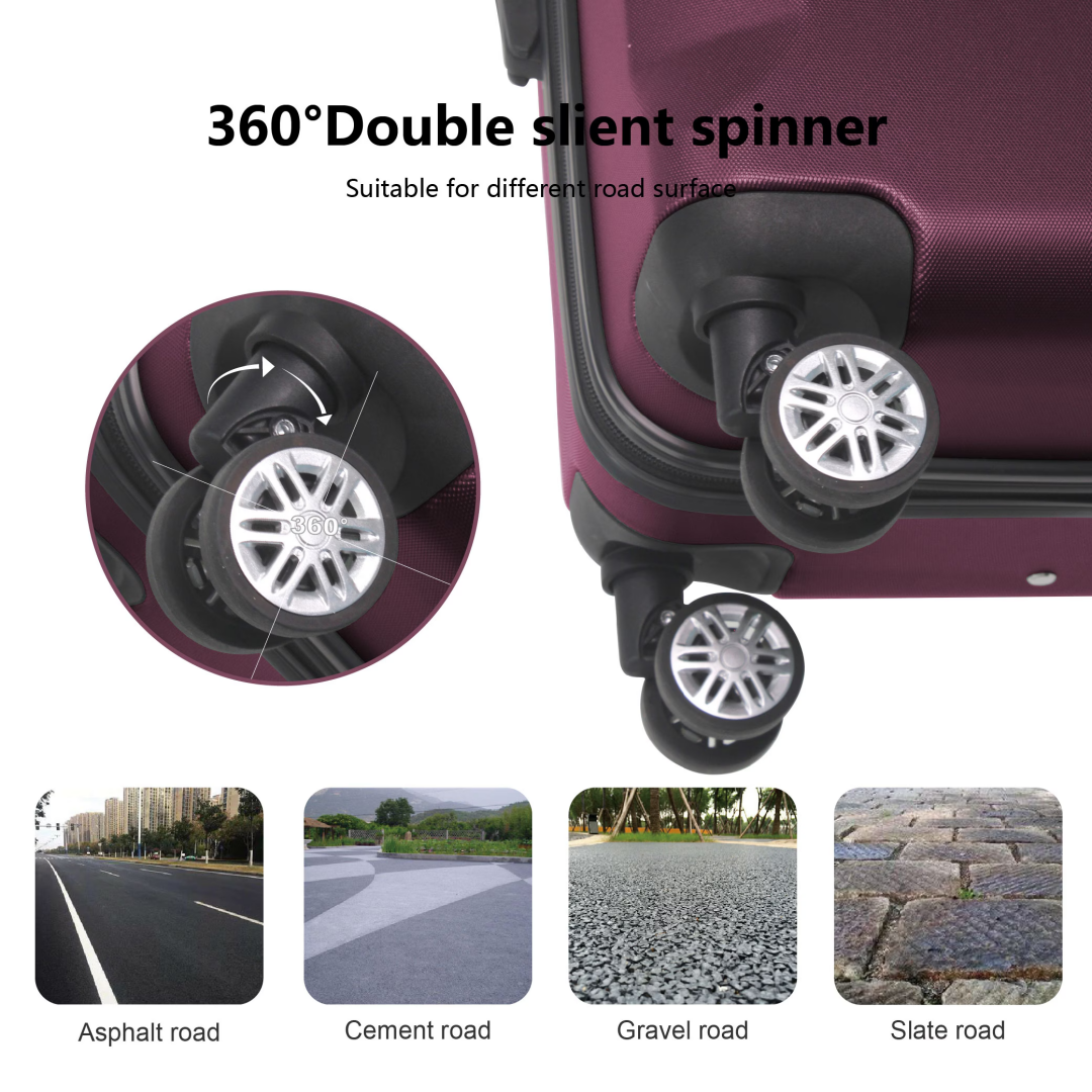 PURPLE 3-Piece Premium ABS Luggage Set-20, 24, And 28 Suitcases With Multi-Position Handle, Silent Spinner Wheels, And TSA-Approved Lock-Durable, Stylish, And Spacious Travel Gear