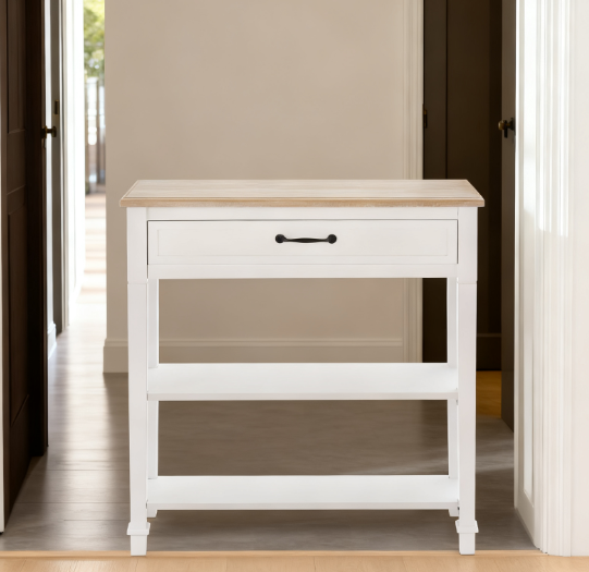 Nordic Style Sofa Console Entry Hallway Table With Drawer And Shelves,White