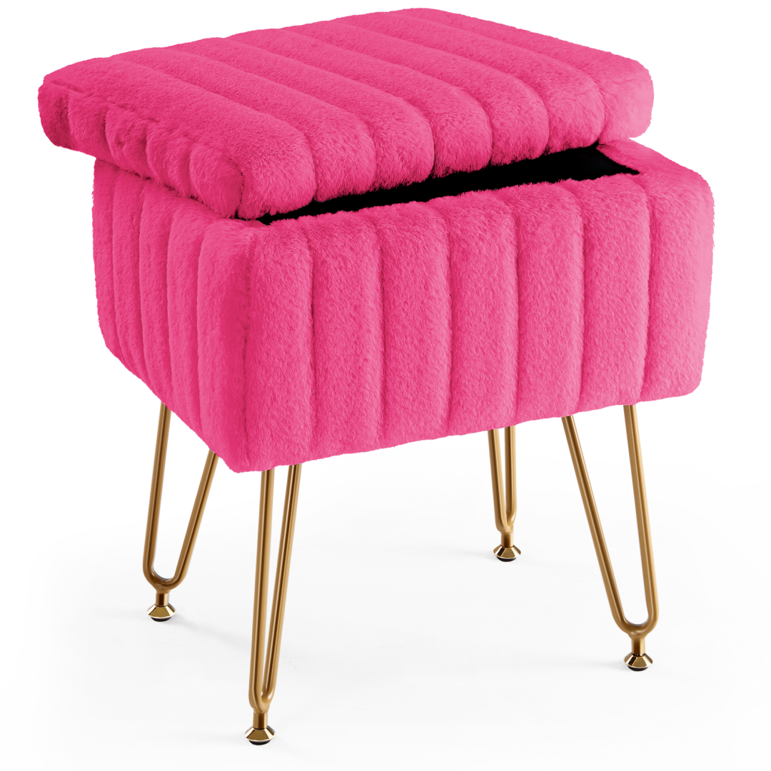 A Low Stool With Storage Function, Featuring 4 Metal Legs, Suitable For Use In The Bathroom, Living Room And Bedroom.