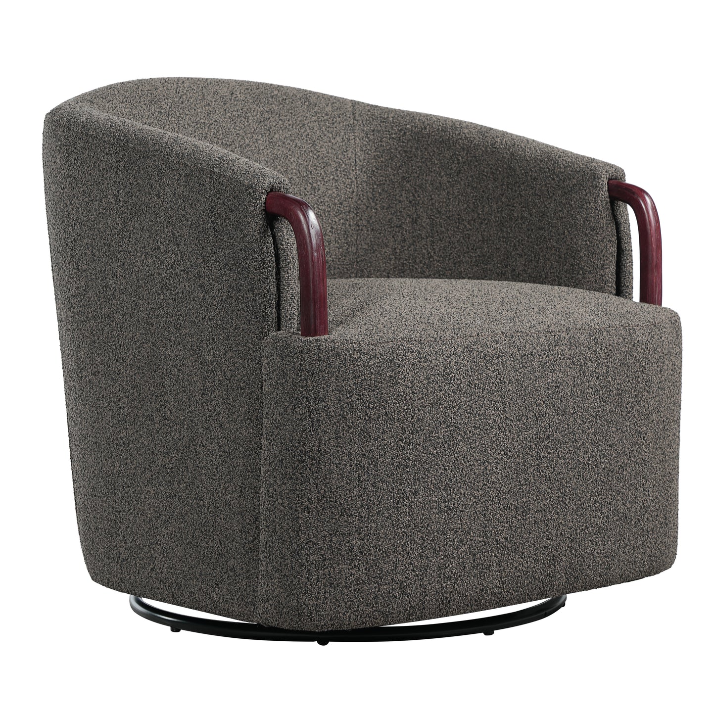 30  Modern Boucle Swivel Barrel Chair With Solid Wood Accents, Soft Durable Upholstery & 360 Swivel Base, Ideal For Living Room, Bedroom, Or Office
