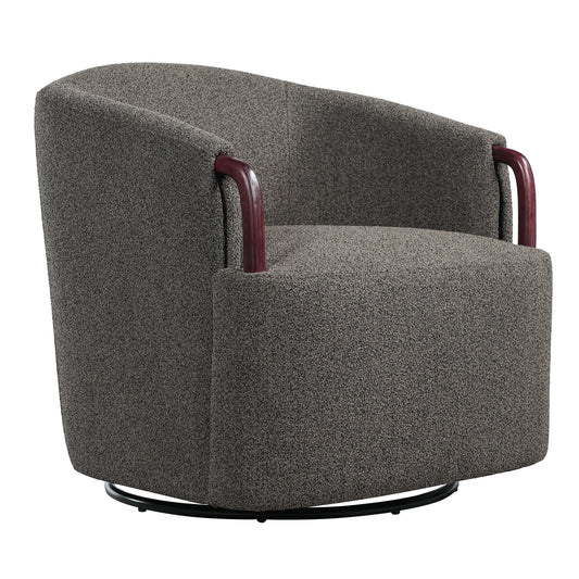 30  Modern Boucle Swivel Barrel Chair With Solid Wood Accents, Soft Durable Upholstery & 360 Swivel Base, Ideal For Living Room, Bedroom, Or Office