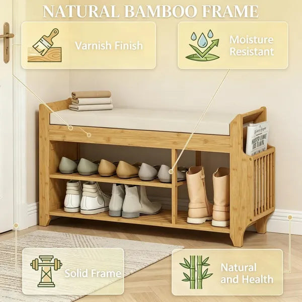 Shoe Bench 39.4 Inches X 11.8 Inches X 19.7 Inches For Hallway