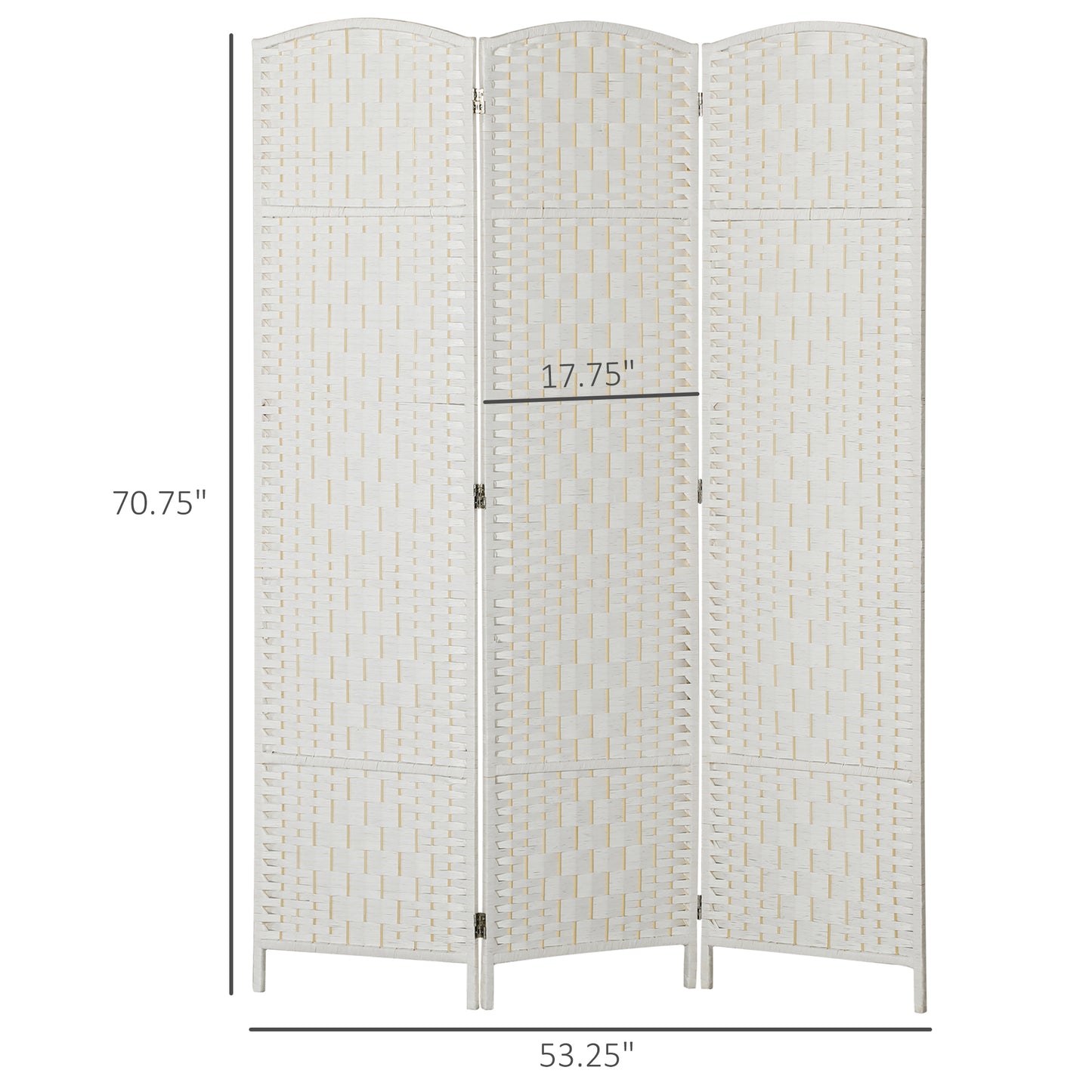 Room Divider, 3 Panel Folding Privacy Screen, 6FT Tall Portable Weave Partition Wall Divider For Bedroom, White