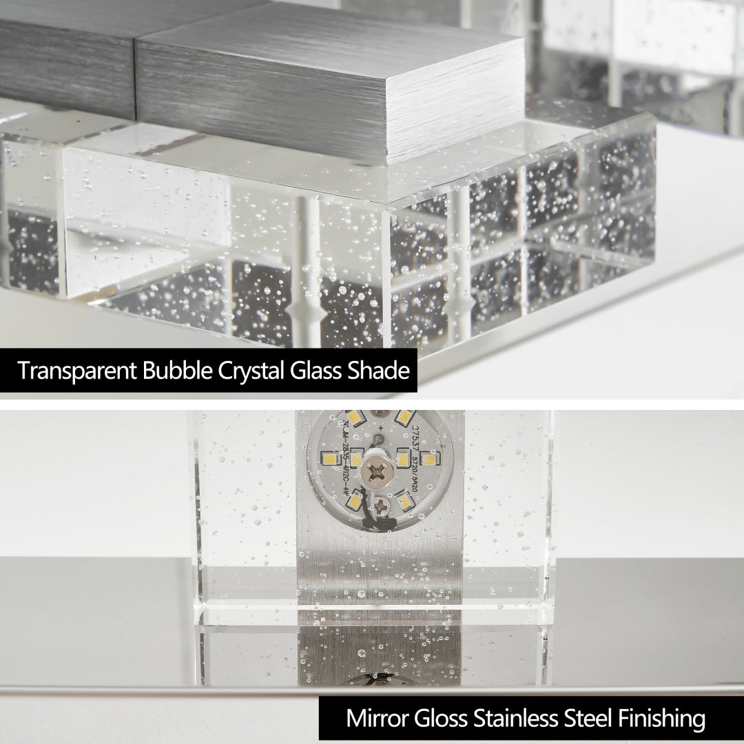 31  Modern Chrome 5-Light LED Vanity Light, Square Acrylic Lampshades Wall Mount Fixture For Bathroom, Mirror Lighting