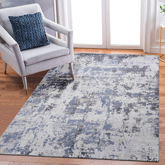 PAYAS  8X10 Grey  Denim  Abstract Area Rug