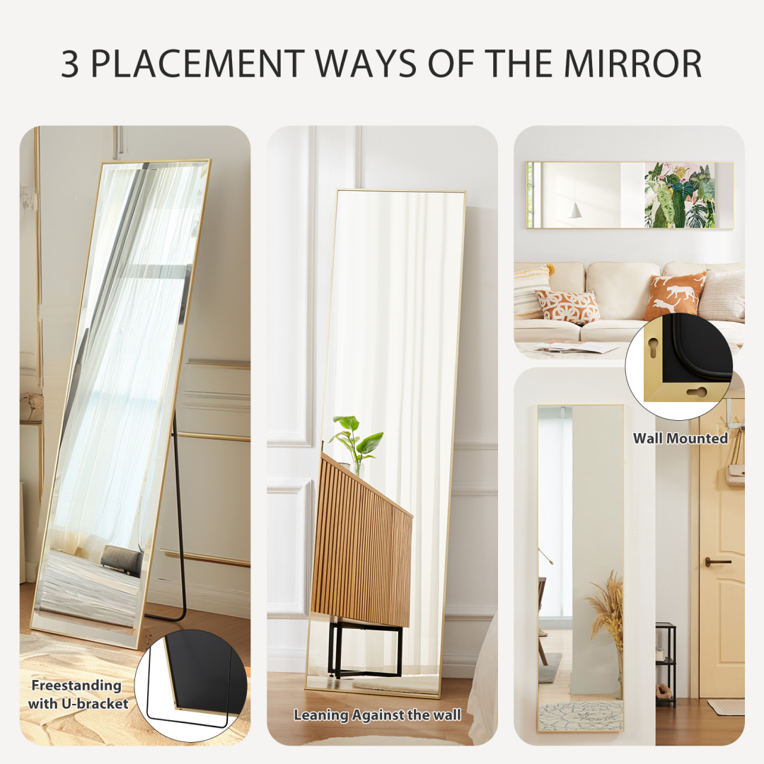 56x15 Rectangle Full Length Mirror, Full Body Standing Mirror Floor Mirrors