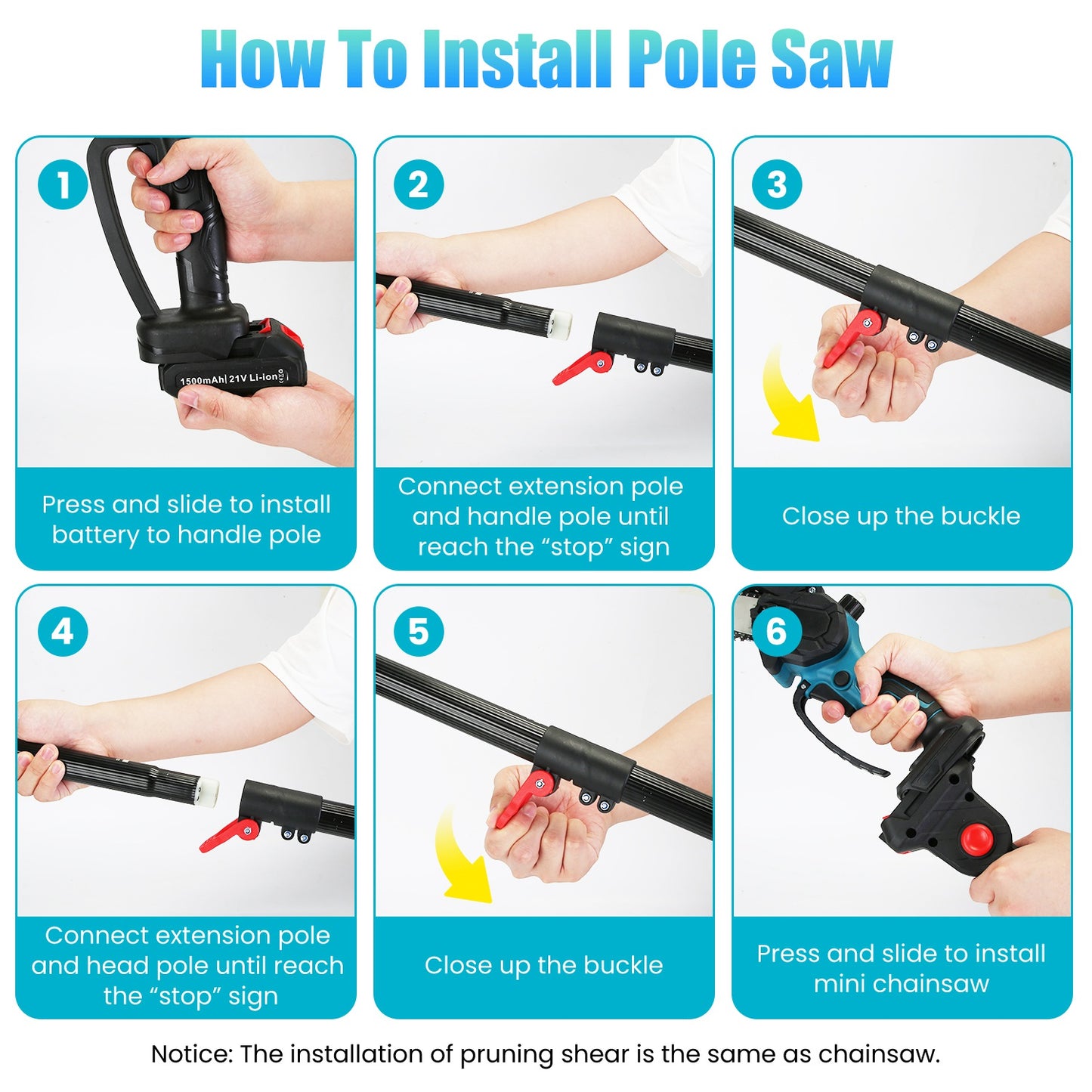 1Pc 2 In 1 8in Cordless Electric Pole Saw And Mini Chainsaw With Extension Poles 2Pcs 21V 3.0Ah Batteries Adjustable Length Chain Saw With Auto Oiler Safety Switch For Wood Cutting