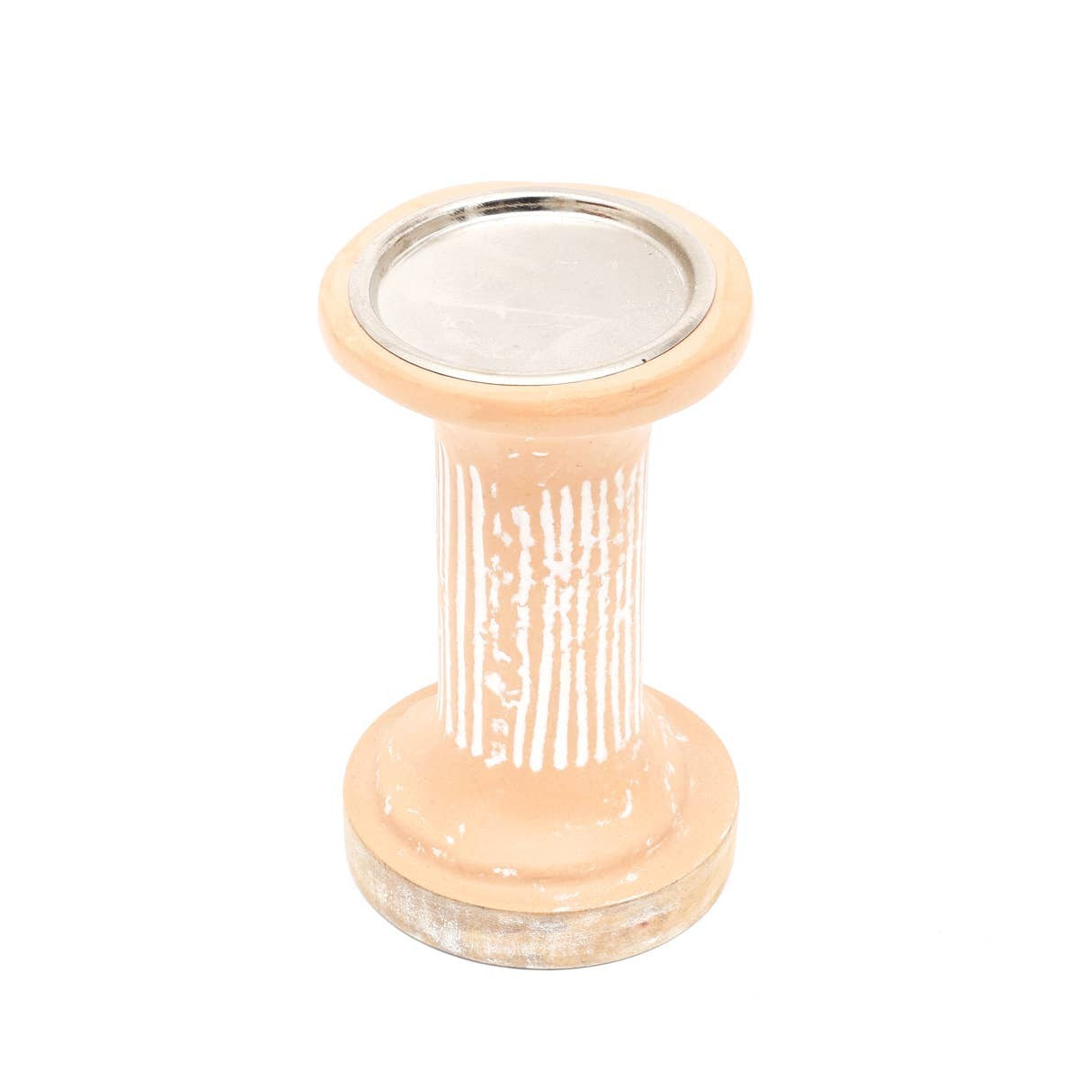 Brown EcoMix Pillar Tall Candle Holder -Sustainable Candle Stand For Elegant Lighting-4X4X10