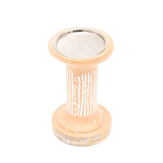 Brown EcoMix Pillar Tall Candle Holder -Sustainable Candle Stand For Elegant Lighting-4X4X10