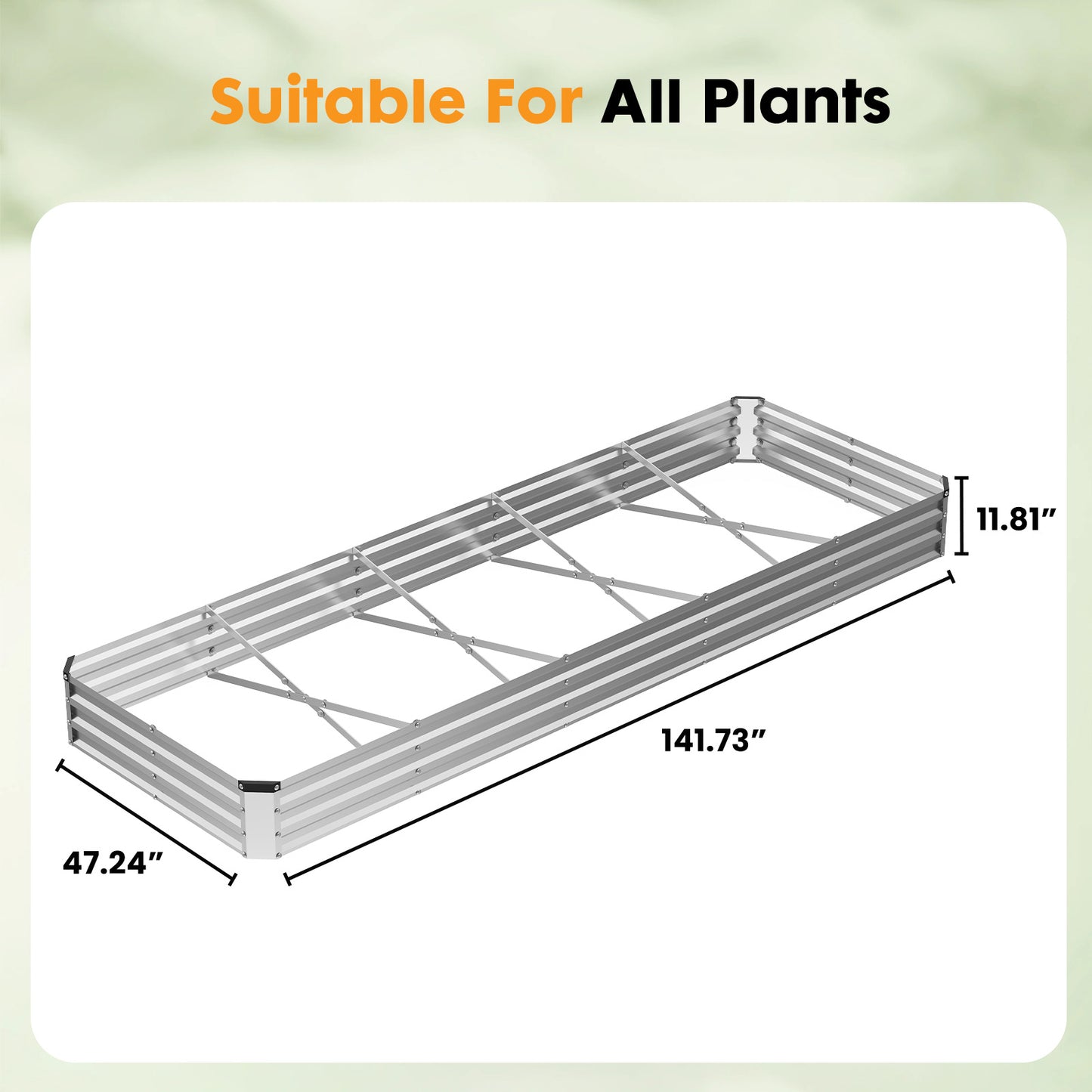 Galvanized Raised Garden Bed, Easy-to-assemble Outdoor Metal Planting Box, Rust-resistant Steel Vegetable, Flower And Herb Planting Bed