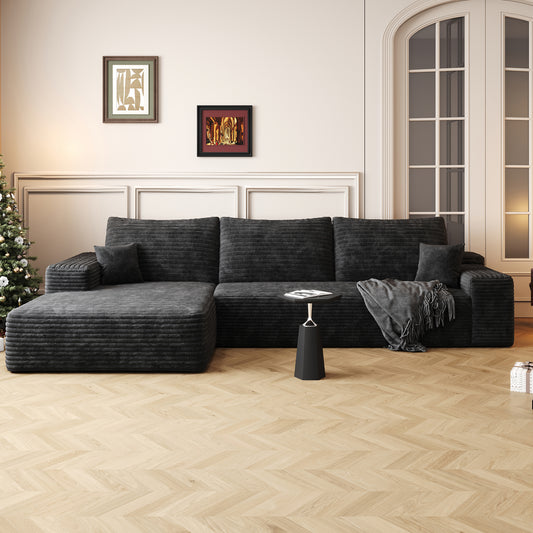 107  Cloud Sectional Couch With L-Shape Chaise,Modern Modular Sofa With Deep Seat, Upholstered Couches For Living Room Bedroom,No Assembly Required  Plush Corduroy Fabric