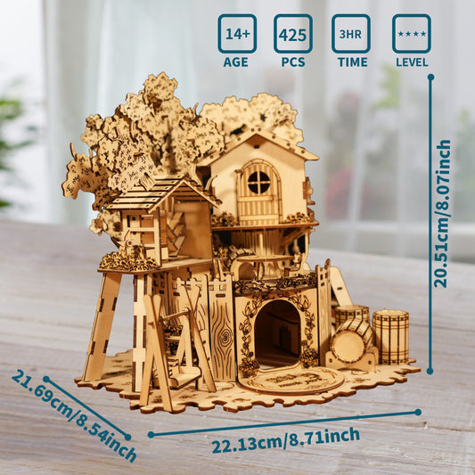 Sales Are Prohibited On The TEMU And SHEIN - 3D Wooden PuzzleTree House Handmade Crafts Assembly Model Kits  Creative Decoration Birthday And Christmas Gifts
