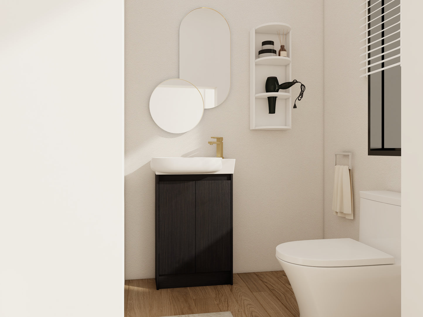 23  Freestanding Bathroom Vanity With Sink And Storage Rack, Soft Close Doors