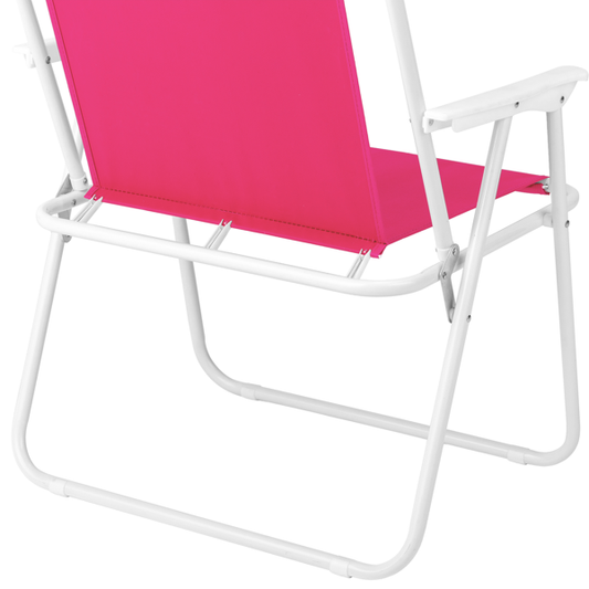 1 Pack Folding Beach Chair With Umbrella, XL Size, 15inch Seat Height, Pink, Steel Spring Chair With Cross Bar, Oxford Cloth, 120kg Capacity