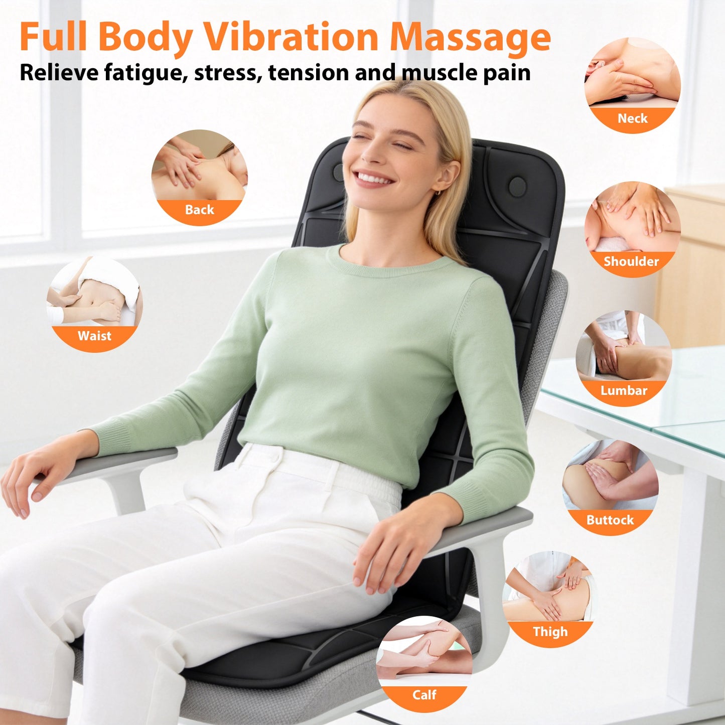 Multi-Function Massage Mat, Adjustable Modes Intensity & Heat Full Body Massager, Wide Voltage & 12V Car Adapter, With Storage Bag And Earplugs