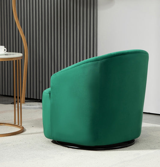 362 Degree Swivel Barrel Accent Chair, Velvet Upholstered Curved Armchair, Fully Assembled Contemporary Leisure Chair For Living Room Bedroom Office