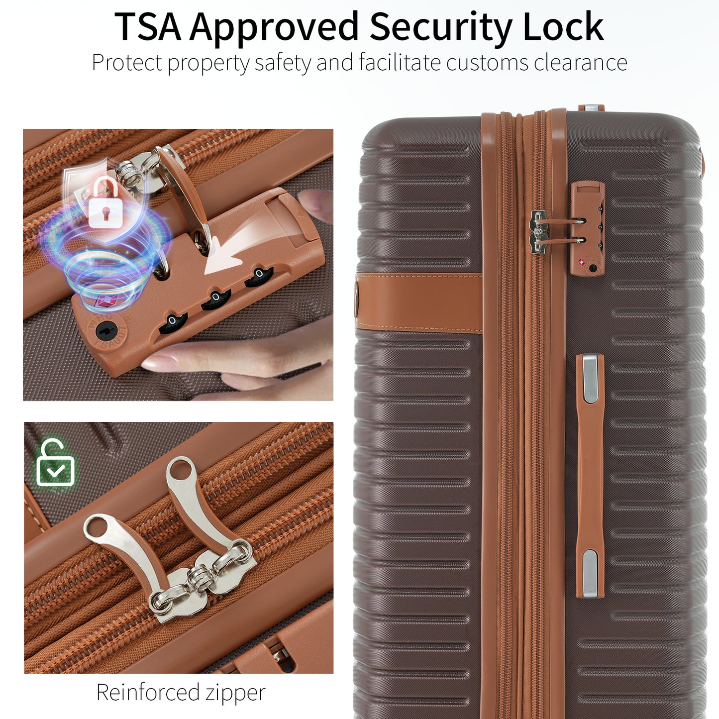 4 Piece Luggage Set Suitcase Set, ABS Hard Shell Lightweight Expandable Travel Luggage With 4 Packing Cubes, TSA Lock, Spinner Wheels For Men Women 16 20 24 28