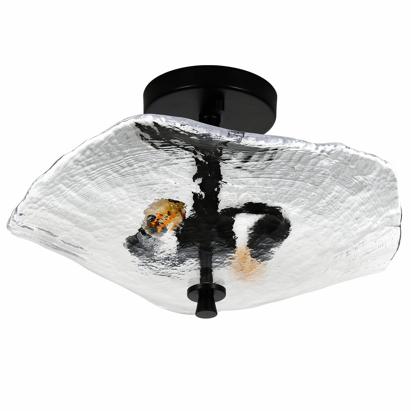 Ceiling Light Fixtures Flush Mount Indoor Outdoor Ceiling Light With Water Ripple Glass Shade For Hallway Kitchen Bedroom Porch Living Room Black