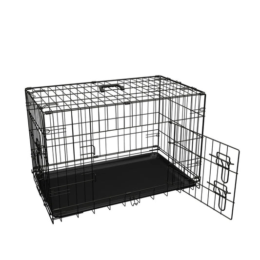 Dog Crate, 42 Inch Large Dog Cage With Divider And Plastic Leak-Proof Pan Tray, Double Door Folding Metal Wire Cage For Indoor, Outdoor, And Travel, Made In Vietnam