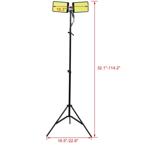 LED Work Light With Stand, 11200 Lumen Dual-Head Tripod Lights Construction, Outdoor Construction Light Stand Portable Stand Work Light With Remote, Waterproof Versatility Light For Jobsite Back-yard