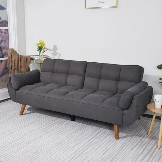 75' Flared Arm Convertible Sleeper Sofa-Dark Gray