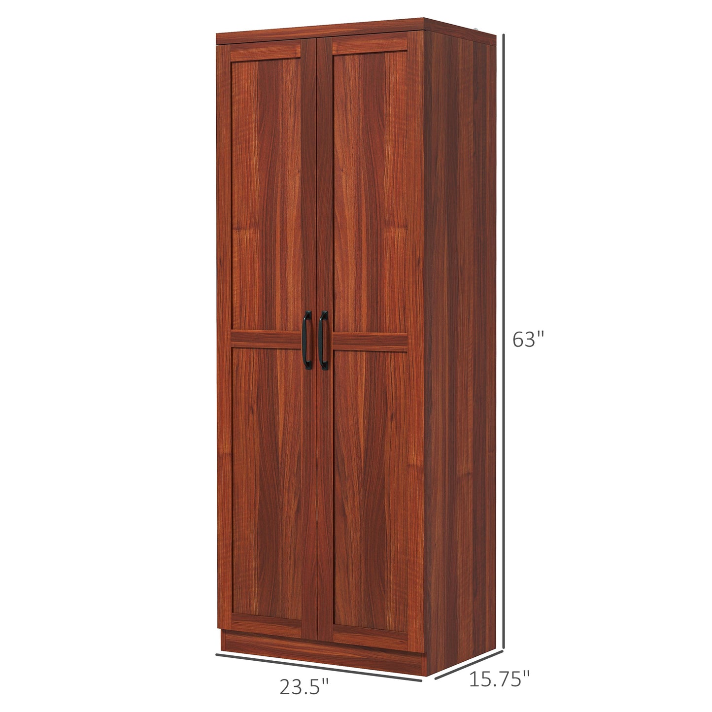 63" Kitchen Pantry Storage Cabinet With Doors And Shelves, Tall Kitchen Cabinet With 2 Doors And 5-tier Shelving