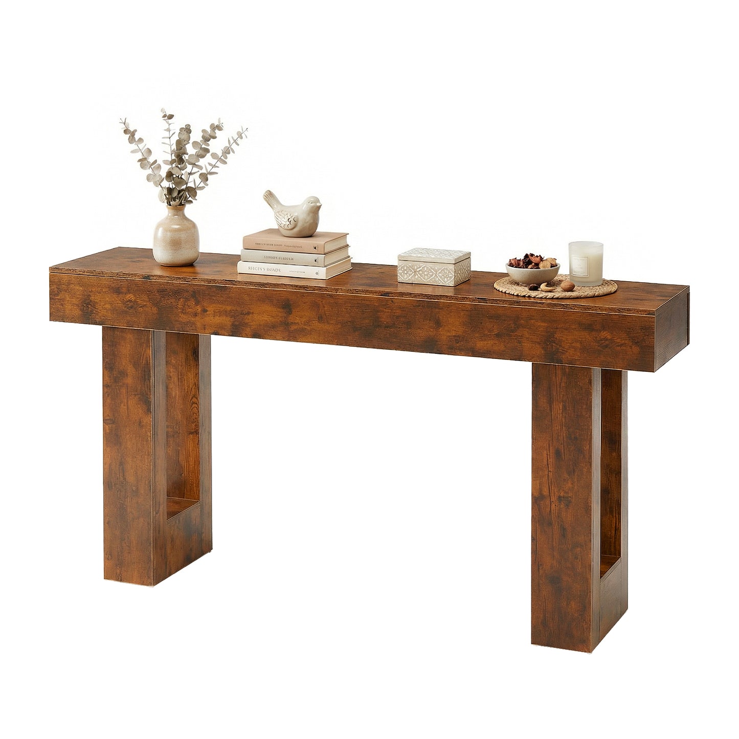 63-inch Narrow Combination Table, Sturdy Wooden Entry Table, With A Tabletop Thickness Of 5.9 Inches And A Load-bearing Capacity Of 155 Pounds.