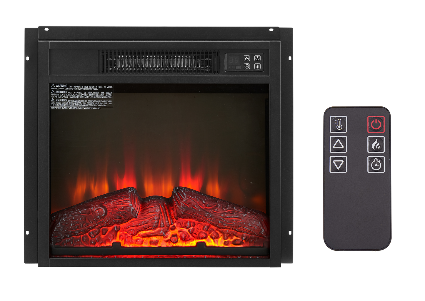 Electric Fireplace Insert 18  1400W 120V ,Equipped With Remote Control, Ultra Thin Heater With Log Set & Realistic Flame - BLACK
