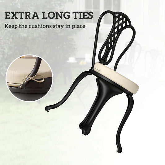 Patio Chair Cushions Set Of 4 Round Seat Cushions For Dining Bistro Chairs Machine Washable, 15" X 15" X 3", Cream White