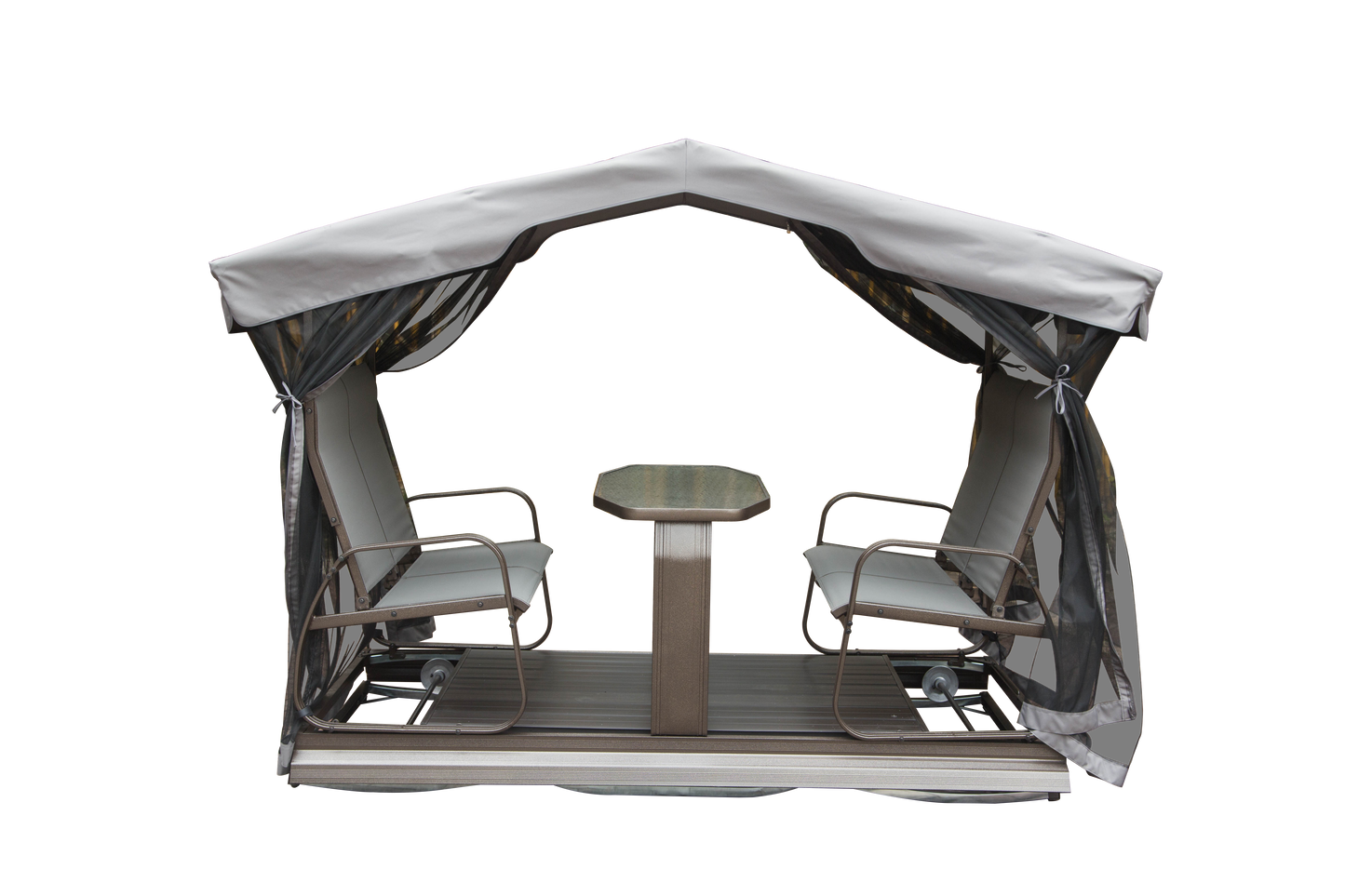4-Seat Outdoor Glider Benches With Canopy, Retro Metal Glider Chair With Aluminum Frame, Patio Swing Chair For Outside,Garden,Lawn