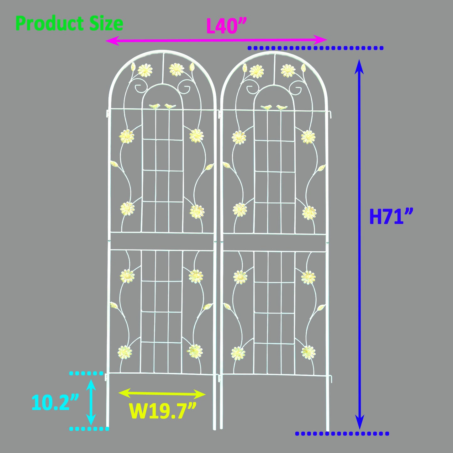 2 Pack Metal Garden Trellis 71  X 19.7  Rustproof Trellis For Climbing Plants Outdoor Flower Support Cream White