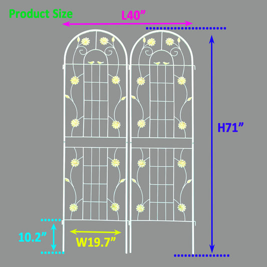 2 Pack Metal Garden Trellis 71  X 19.7  Rustproof Trellis For Climbing Plants Outdoor Flower Support Cream White