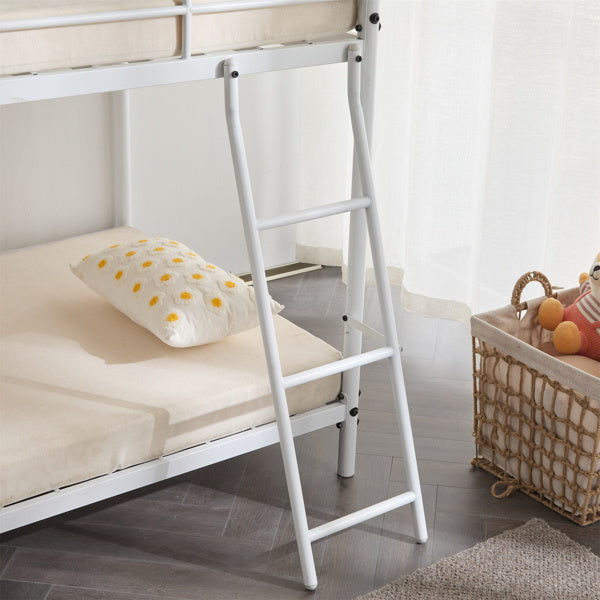 Twin Size Metal Bunk Bed For Kids Teens Adults, Heavy Duty Metal Bunk Bed With Ladder & Full-Length Guard Rail, White