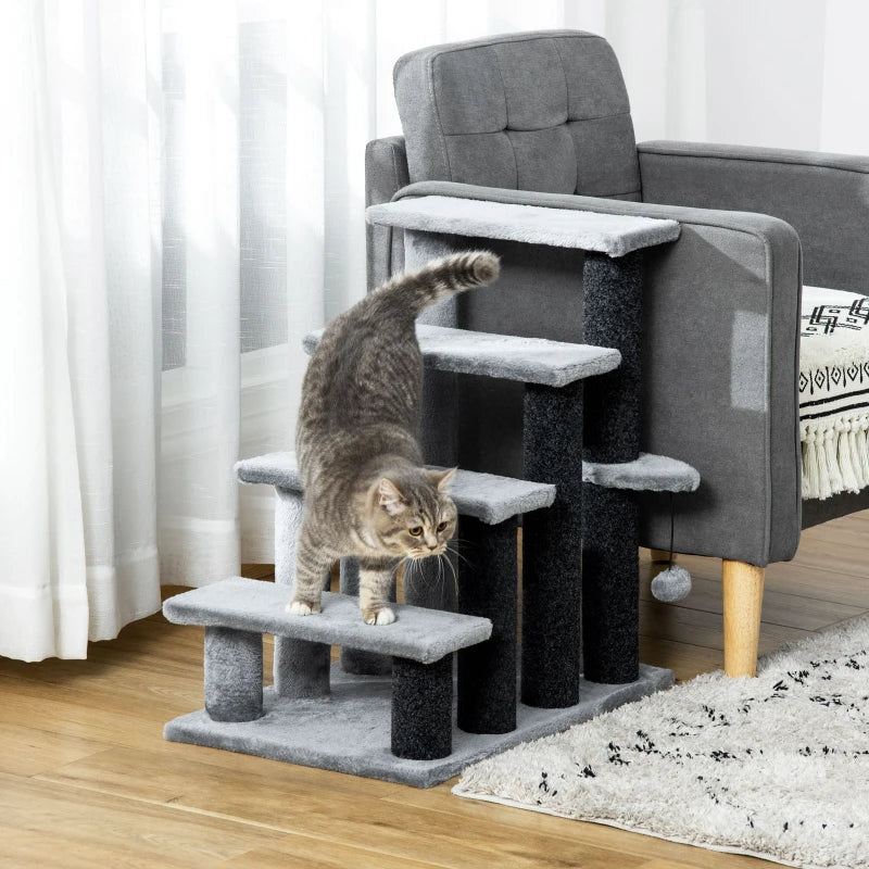Cat Tree, Cat Tower Cat Stair Steps With Scratching Post, Hanging Play Ball For High Bed, Sofa, Indoor Outdoor