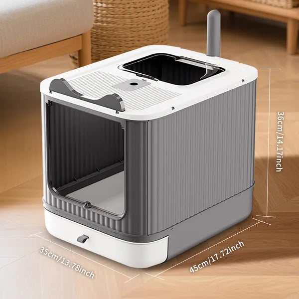 Elevated Leak Proof Elf White Cat Litter Box, Made Of Sturdy And Durable Materials, Also Suitable For Multi Cat Households