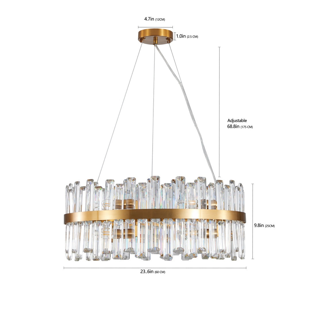 23.6 Inches Luxury Chandeliers Crystal Living Room Bedroom Decorative Lights Simple Modern Dining Room LED Lighting,for Home Decor  Bulbs Not Included