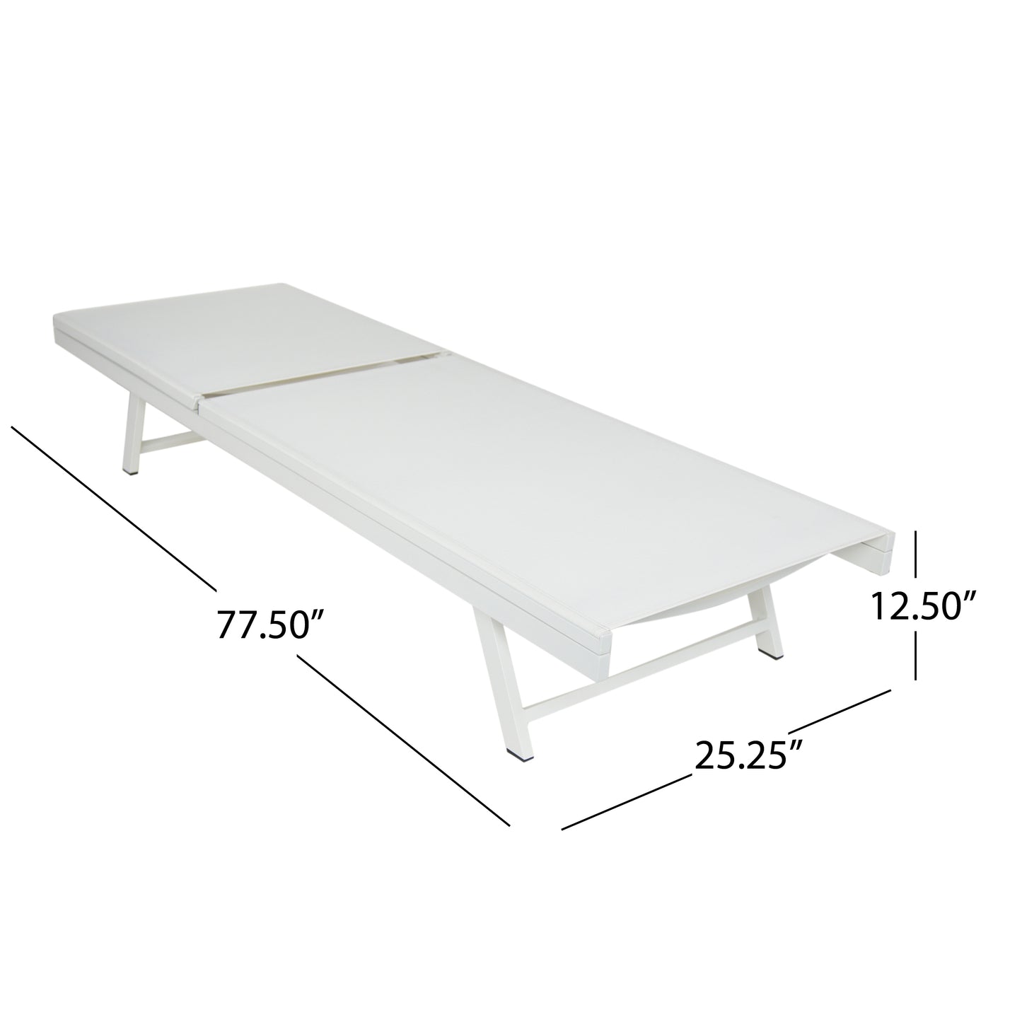 Outdoor Chaise Lounge Set Of 2, 5-Position Adjustable Backrest, White Steel Frame With Textilence Seat, Patio Poolside Reclining Chairs