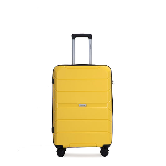 Hardshell Suitcase Spinner Wheels PP Luggage Sets Lightweight Durable Suitcase With TSA Lock,3-Piece Set   20 24 28   ,Yellow